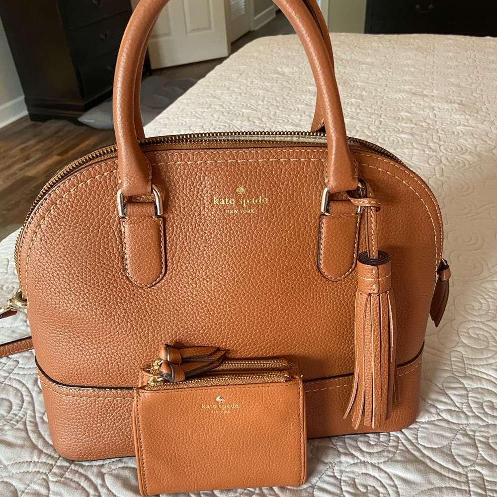 Kate Spade Warm Cognac Tote/Crossbody and Wallet